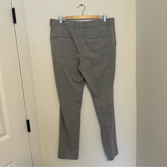 H&M Gray Windowpane Classic Casual Pants Size 36 Regular Men’s Slim Straight - Picture 4 of 7